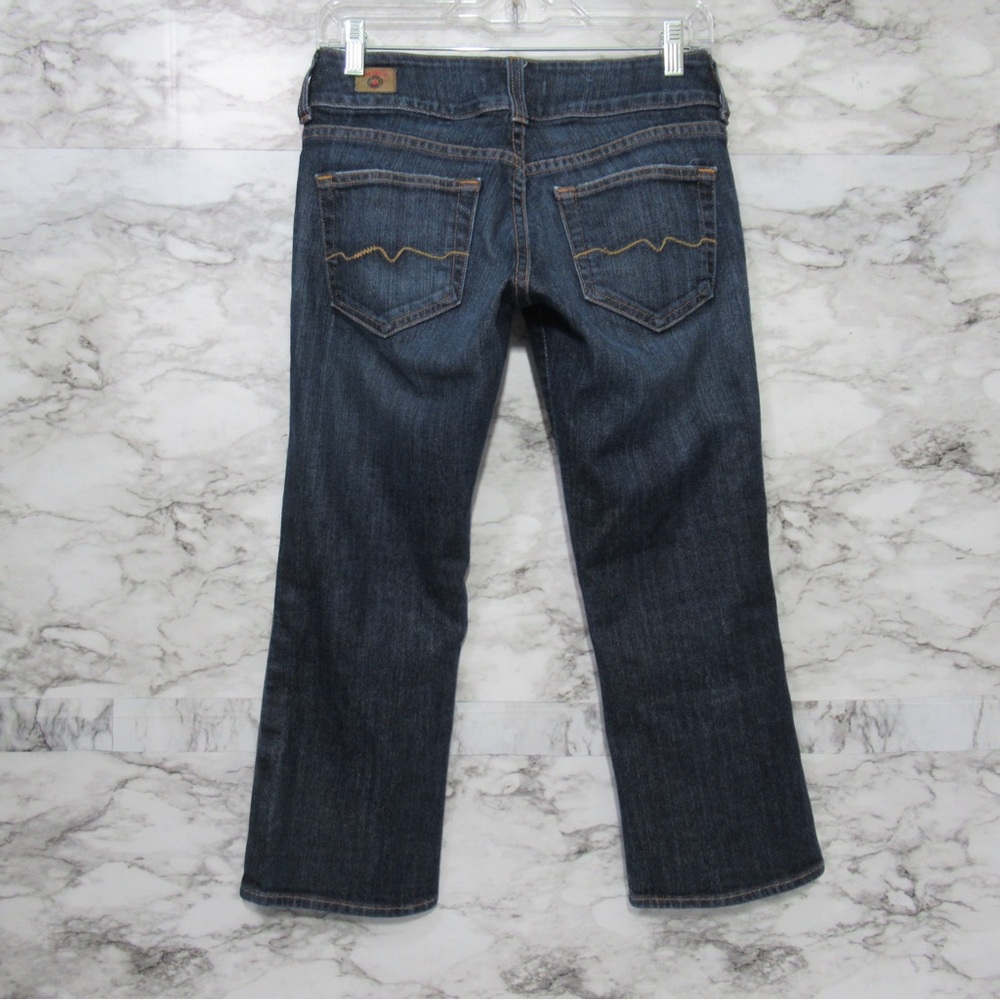 Red Engine Cropped Liw Rise Denim Jeans Size 27 Y2K